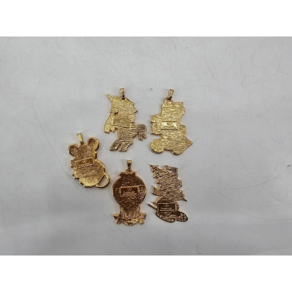 Lot Of 5 VTG Wallace Silversmiths‎ Enamel Sitting Bear Ornament Christmas